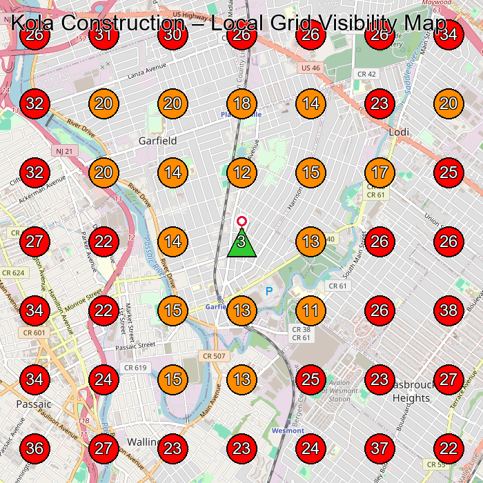 Kola Construction GeoGrid visibility map for Construction Company in None